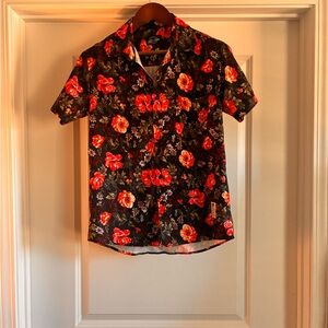 Something Strong Black and Red Floral Men's Shirt